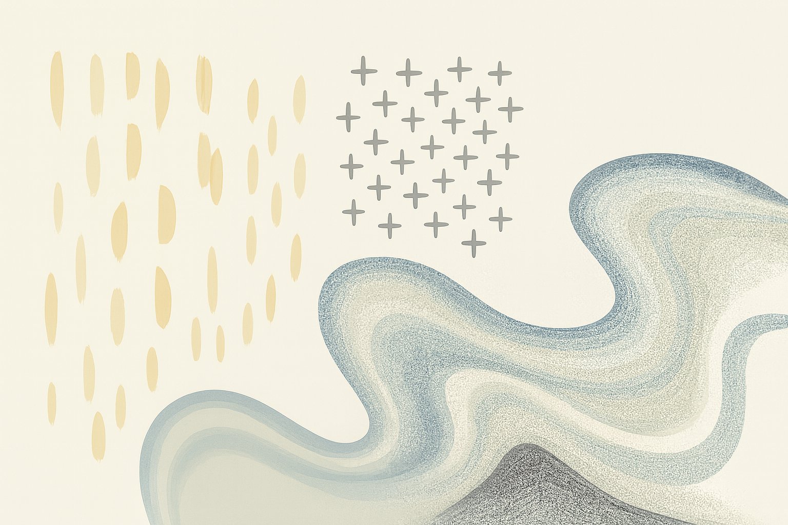 イメージイラスト。スタジオから見える比叡山と近所の鴨川にそよぐ風と風雪をあしらっている